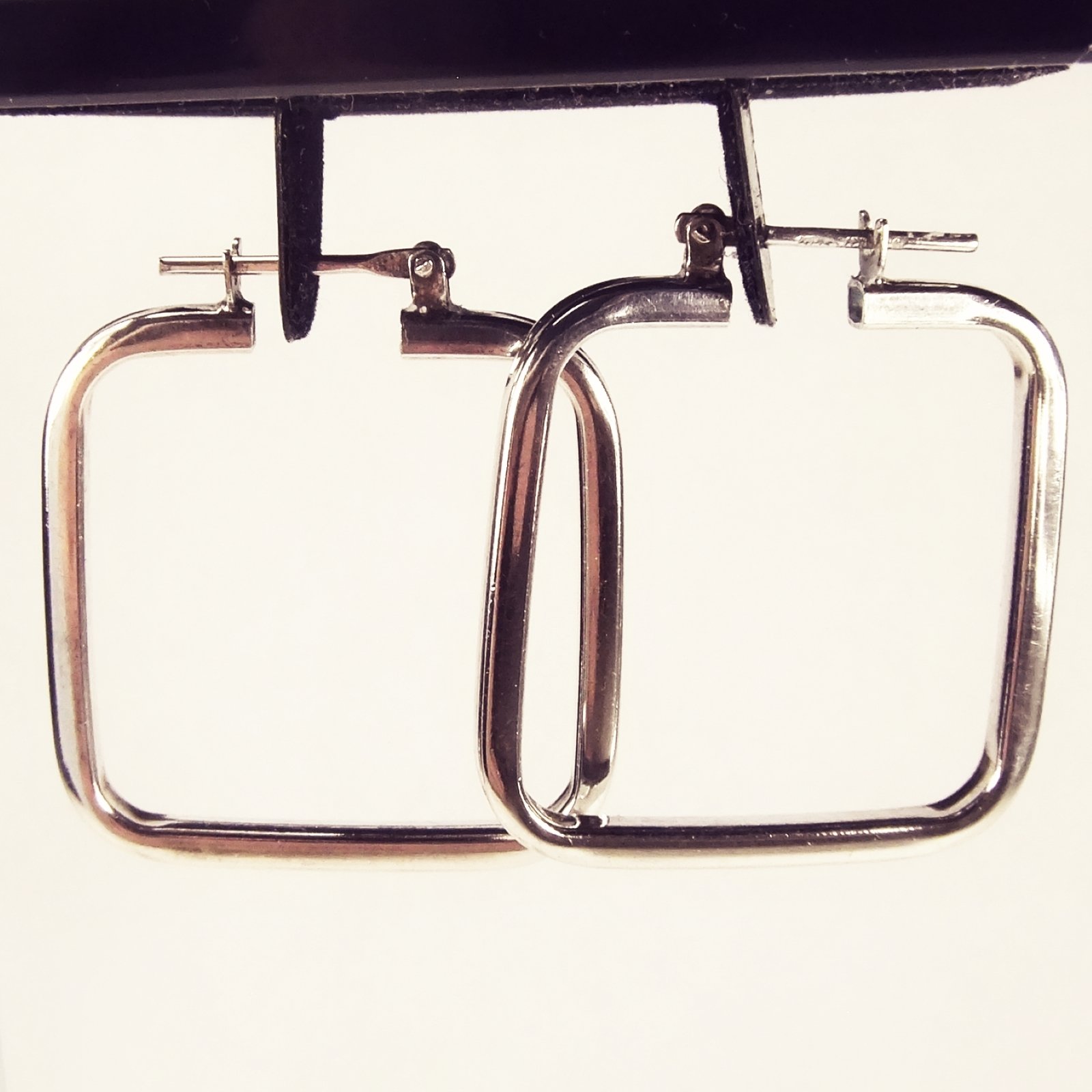 Solid sterling silver square hoop earrings