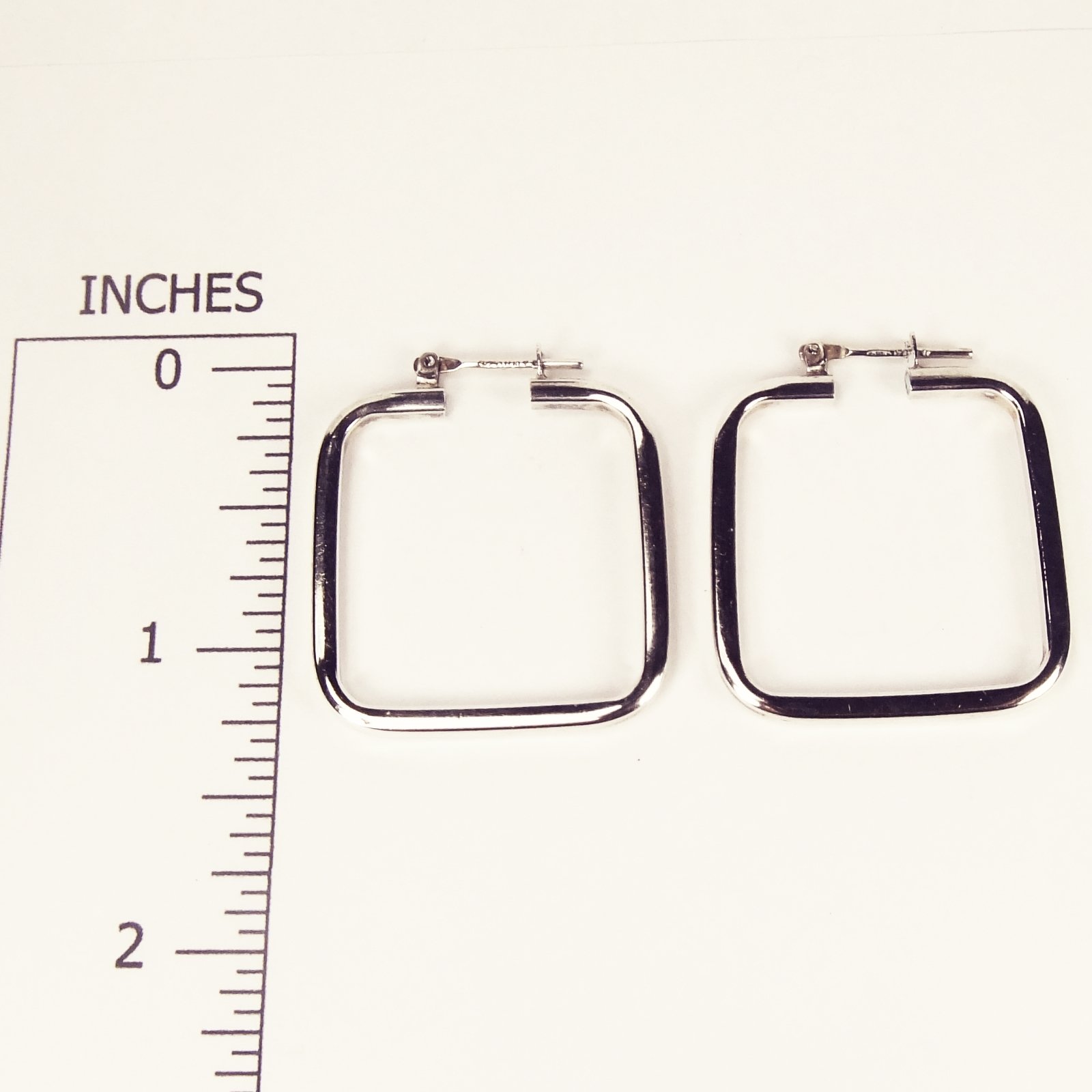 Solid sterling silver square hoop earrings - Image 3